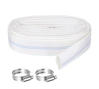 Rebower Pool Backwash Hose, 1 Inch x 98.4ft Reinforced Drain Hose PVC Lay Flat Water Discharge Pump Hoses for Pool Filter Swimming Pump, with 2pcs Clamps, White