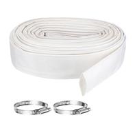 Rebower Pool Backwash Hose, 2.5 Inch x 98.4ft Reinforced Drain Hose PVC Lay Flat Water Discharge Pump Hoses for Pool Filter Swimming Pump, with 2pcs Clamps, White