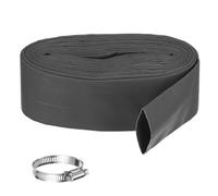 Rebower Pool Backwash Hose, 2 Inch x 25ft Reinforced Drain Hose PVC Lay Flat Water Discharge Pump Hoses for Pool Filter Swimming Pump, with 1pcs Clamps, Black