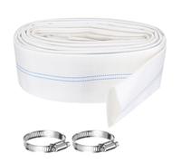 Rebower Pool Backwash Hose, 2 Inch x 30ft Reinforced Drain Hose PVC Lay Flat Water Discharge Pump Hoses for Pool Filter Swimming Pump, with 2pcs Clamps, White