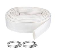 Rebower Pool Backwash Hose, 2 Inch x 98.4ft Reinforced Drain Hose PVC Lay Flat Water Discharge Pump Hoses for Pool Filter Swimming Pump, with 2pcs Clamps, White