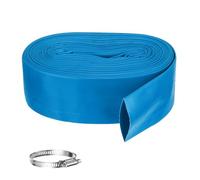 Rebower Pool Backwash Hose, 3 Inch x 25ft Reinforced Drain Hose PVC Lay Flat Water Discharge Pump Hoses for Pool Filter Swimming Pump, with 1pcs Clamps, Blue
