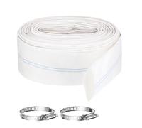 Rebower Pool Backwash Hose, 3 Inch x 98.4ft Reinforced Drain Hose PVC Lay Flat Water Discharge Pump Hoses for Pool Filter Swimming Pump, with 2pcs Clamps, White