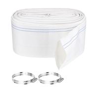 Rebower Pool Backwash Hose, 4 Inch x 30ft Reinforced Drain Hose PVC Lay Flat Water Discharge Pump Hoses for Pool Filter Swimming Pump, with 2pcs Clamps, White
