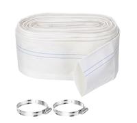 Rebower Pool Backwash Hose, 4 Inch x 62ft Reinforced Drain Hose PVC Lay Flat Water Discharge Pump Hoses for Pool Filter Swimming Pump, with 2pcs Clamps, White