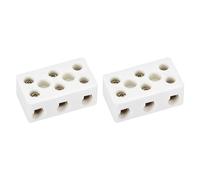 Rebower Porcelain Ceramic Terminal Block Heat Resistance 3 Way Terminal,[for Wire Connector,Electrical Field] - 47x27.5x19.5mm /2 Pcs