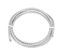 Rebower Round Braided Leather Cord 3mm Bolo Leather Cord String Rope for Jewelry Making, Necklaces, Bracelets, Wraps, Crafts, 1m/3.3Ft, Silver