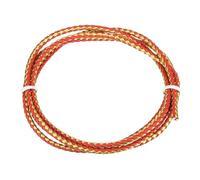 Rebower Round Braided Leather Cord 3mm Bolo Leather Cord String Rope for Jewelry Making, Necklaces, Bracelets, Wraps, Crafts, 1m/3.3Ft, Red & Gold