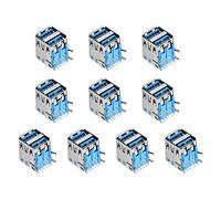 Rebower USB PCB Socket 3.0 Type-A 18Pin Female Horizontal 90 Degree Dual Port Female Jack [For Mini USB Application] - 1.5A / Silver Blue / 15Pcs