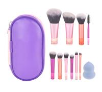 REBUCINA 10 PCS Travel Makeup Brushes, Multi-Color, Soft Synthetic Fibers, Mini Makeup Set, Face Makeup Brushes for Foundation, Eyeshadow, Highlighter, Blush and Concealer