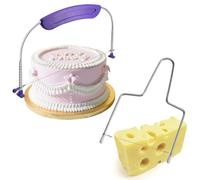 REBUCINA Cake Cutter Leveller,Cake Leveller,Adjustable Cutter,Cake Slicer Cutter,Divider Cake Layerer Bread Cutter,with Stainless Steel Cheese Cutter for Kitchen Accessories Baking Tools (Purple)
