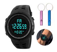 REBUCINA Digital Referee Stopwatch,Mens Digital Watches,Sports Watch with LED Light,Waterproof with Calender Stopwatch,with 2 Whistle