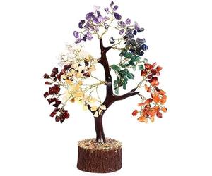 Rebuy 7 Chakra Crystal Stone Handmade Tree | Natural Healing Gemstone for Home & Office Decor Accessories | Feng Shui Good Luck | Enhances Emotional Well-Being, Success & Spiritual Balance