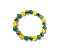 Rebuy Abundance and Prosperity Bracelet Citrine, Golden Pyrite, Green Aventurine Natural Multistone For Both Men & Women | Multicolor, 8mm Bead Size