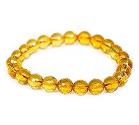 Rebuy Citrine Bracelet for Men & Women | Lab Certified Natural Citrine Crystal Healing Stone | Diamond Cut Gemstone Beads for Wealth, Success, Confidence & Positivity | 8mm