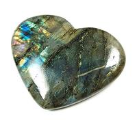 REBUY Labradorite Heart Shape Palm Stone Puffy Heart,Small Heart,Polished Grey Heart Stone Crystal Therapy Spirit Guide Stone Healing Chakra Approx 4Cm