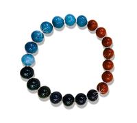 Rebuy Natural Aries Crystal Bracelet - Bloodstone, Jasper, Aquamarine Stone For Both Men & Women | Attract Good Luck, Happiness, Success & Positive Energy | Multicolor, 8mm Bead Size