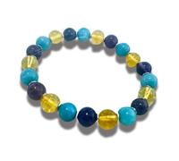 Rebuy Natural Gemini Crystal Bracelet - Aquamarine, Citrine, Amethyst Multitone For Both Men & Women | Attract Good Luck, Happiness & Joy, Success & Positive Energy | 8mm Bead Size
