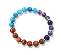 Rebuy Natural Pisces Crystal Bracelet - Amethyst, Aquamarine, Jasper Crystal Bracelet For Both Men & Women | Healing Crystal Multistone Bracelet, 8mm Bead Size