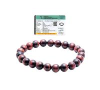 REBUY Tiger Eye Bracelet for & Men Women | Lab Certificate Natural Healing Crystal Gemstone Wealth & Good Luck Balances Heart Chakra Stone | Size:-8mm