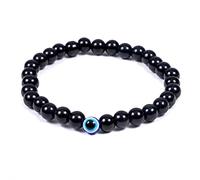 REBUYUK Black Tourmaline Bracelet for Men & Women | Lab Certified Natural Crystal Healing Gemstone | Protect from Negative Energy Wealth Luck Attract | Size - 6mm Beads.