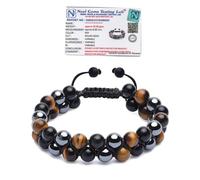 REBUYUK Black Tourmaline, Hematite, & Tiger Eye Stone for Men & Women Anxiety Bracelet Triple Protection | Reiki Crystal Healing Bracelet Help To Protect Against Negative Energy | Adjustable