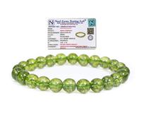 RebuyUK Genuine Peridot Bead Crystal Healing Bracelet Gemstone Bracelet Jewelry for Men & Women, Color Green, Bead Size 8 mm, Lab Certificate