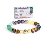 REBUYUK Money Magnet Bracelet Multi-Gemstone : Pyrite, Green Aventurine, Citrine, Hematite, Clear Quartz, & Tiger Eye Money Magnet Crystal Bracelet for Wealth Income for Men and Women
