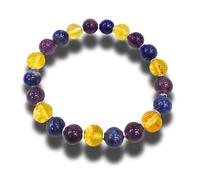RebuyUK Scorpio Crystal Bracelet - Citrine, Amethyst, Lapiz Lasuli Multistone Healing Crystal Bracelet For Both Men & Women | Multicolor, 8mm Bead Size
