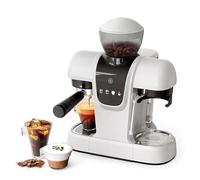 RECAFIMIL 19Bar Espresso Coffee Machine with Bean Grinder, 2 in 1 Coffee Maker for Ground Coffee, Cappuccino & Latte Maker with Milk Frother Wand, Touch Panel, Removable Tank (white)