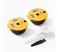 RECAFIMIL 2 Pcs Reusable Tas-simo Pods 180ml/ 60ml Refillable Coffee Pods with Yellow Silicone Lid Compatible with Bosch Tassi-mo Machine