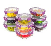 Recamania Glass Food Container Set - 18 Piece (9 Container, 9 Lids) - Leak-Proof, Dishwasher, Microwave and Freezer Safe - BPA Free, FDA, FSC Certified