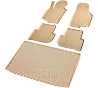RECAMBO Rubber Mats and Boot Liner Set, Suitable for Skoda Yeti, Year of Manufacture 2009-2017, 100% Perfect Fit Car Floor Mats and Boot Mat Made of High-Quality Non-Slip TPE - Beige