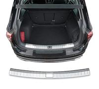 RECAMBO Stainless Steel Rear Bumper Protector compatible with VW Tiguan II 2016 onwards, Stainless steel, Brushed matt textured finish, Scratch protection, Styling trim, Rear bumper scratch protection