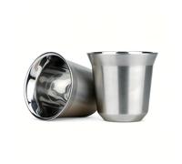 RECAPS 80ml Stainless Steel Espresso Cups Set - 2 Pack Double Wall 304 Stainless Steel Demitasse Cups 2.7oz
