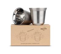 RECAPS 80ml Stainless Steel Espresso Cups Set - 2 Pack Double Wall 304 Stainless Steel Demitasse Cups 2.7oz