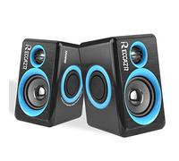 RECCAZR PC Speakers With Deep Bass, USB 2.0 Wired Powered Surround Computer Speaker for PC/Laptops/Desktops/TV/Smart Phone, SP2040 Multimedia Speaker Built-in Four Diaphragm (BLUE)