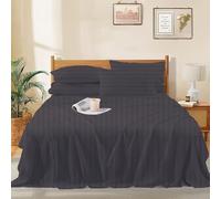 RECCI 4 Piece Sheet Set 100% Egyptian Cotton 1000 Thread Count Extra Super Soft Sateen Weave Bed Sheets 16" Inch Deep Pocket, King Size - Dark Grey Stripe