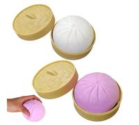 Reccisokz 2 Pieces Giant Dumplings Squishy, Mega Dumpling Squishy Toy With Steamer Box, For Adults And Kid, Soft Squeeze Decompression Dough Fidget Toys (Purple+White)