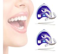 Reccisokz 2 Sets False Teeth, False Teeth Clip-on Veneer Top and Bottom, Whitening Veneers Fake Braces and Bottom Set for Men Women, With Tweezers