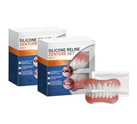Reccisokz 2 Sets of False Teeth,Dentures,Includes Upper and Lower Teeth,Soft and Comfortable for Men and Women（A）