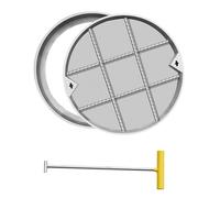 Reced 34-Inch Round Sewer Manhole Cover & e Invisible Stainless Steel Access Lid (12-30 Inch) for Garden & Yard Replacement for Wastewater Tan