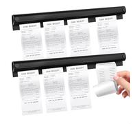 Receipt Holder, Catering, Pack of 2 Self-Adhesive Note Holders Made of Aluminium, No Drilling, Restaurant Order Note Holder for Wall, Kitchen, Office, Cafés, Bar, Order Ticket, Black, 30 cm