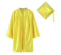 Receiving Blanket Headband Set Sleeve Bachelor Dress Doctor Dress Graduation Dress Solid Color Coat Long Gown with Hat (Yellow, 8-9 Years)