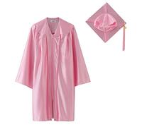 Receiving Blanket Headband Set Sleeve Bachelor Dress Doctor Dress Graduation Dress Solid Color Coat Long Gown with Hat (Pink, 8-9 Years)