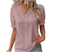 Recent Orders Placed by Me Tops for Women UK Pleated 3/4 Sleeve Basic Blouse Fashion Lace V-Neck Going Out T-Shirts Ladies Casual Loose Fit Tee Shirt Todays