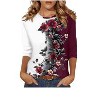 Recent Orders Placed Casual 3/4 Sleeve Tunic Tops for Women UK 2025 Summer Fashion Crew Neck Lightweight Blouse Dressy Comfy Loose Fit Shirts Ladies Elegant Floral Print T-Shirt Going Out Tee