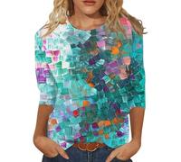 Recent Orders Placed Casual 3/4 Sleeve Tunic Tops for Women UK 2025 Summer Fashion Crew Neck Lightweight Blouse Dressy Comfy Loose Fit Shirts Ladies Elegant Floral Print T-Shirt Going Out Tee