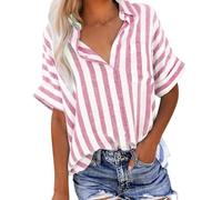 Recent Orders Placed Womens Linen Shirts UK Short Sleeve Button Down Lapel Neck Tops Summer Casual Striped Print Blouses 2024 Fashion Loose Fit Tee Shirts Ladies Elegant Tops