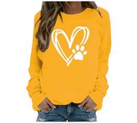 Recent Orders Placed Women's Sweatshirts Funny Love Heart Dog Paw Print Pullover Tops UK Casual Long Sleeve Crewneck Sweater 2024 Fall Winter Fashion Solid Color Loose Fit Jumper Blouses